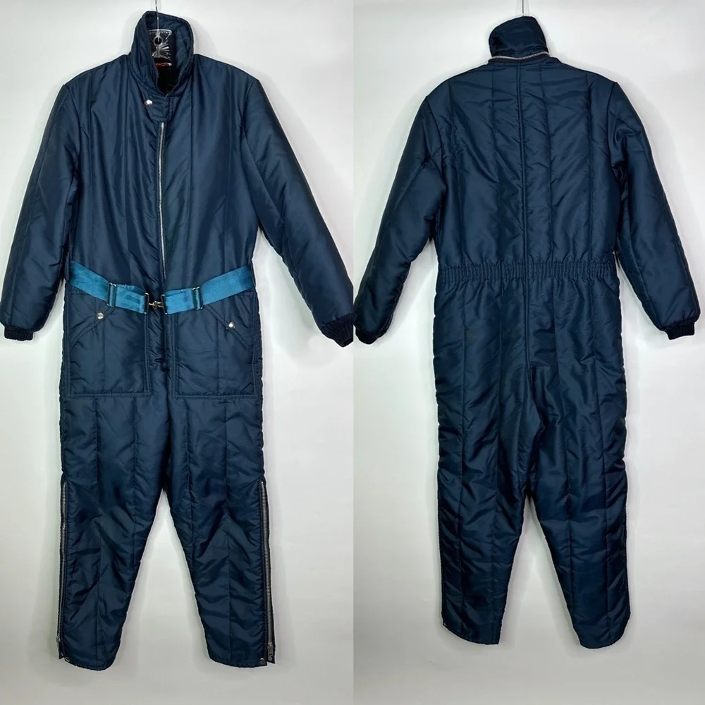 Vintage Snow Shield By Samco Blue Snowmobile Snowsuit Ice Fishing Suit Small
